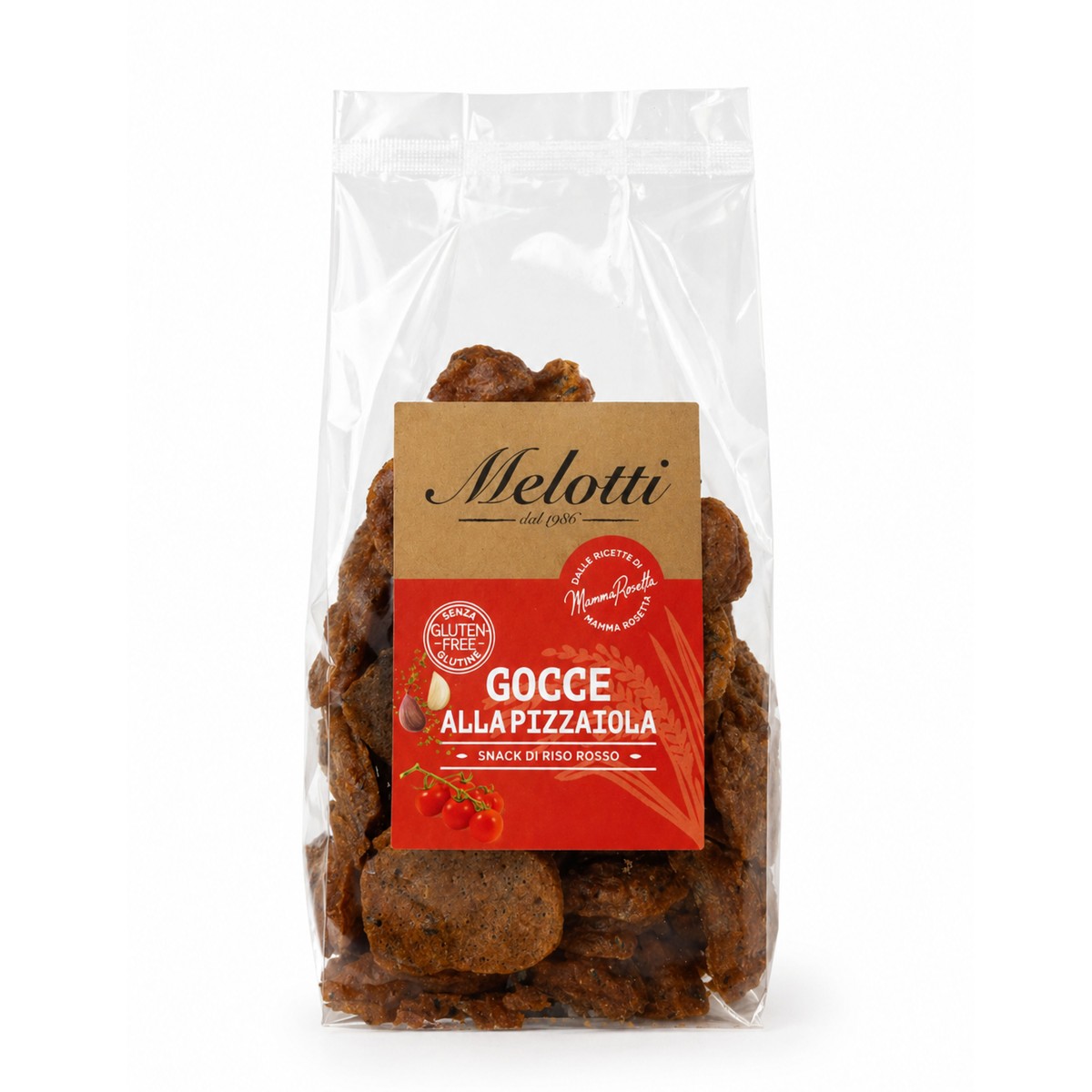 Gocce alla Pizzaiola - Snack di Riso Rosso Rosetta