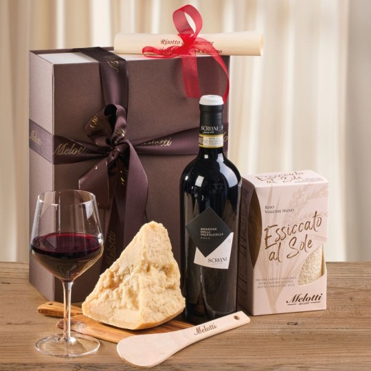 Risotto all’Amarone – Riso Melotti Gift Box dedicated to one of the most iconic risottos of Verona’s culinary tradition.