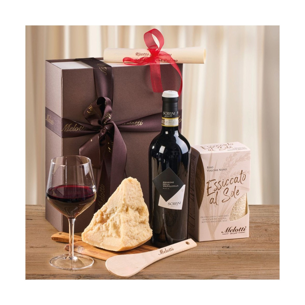 Risotto all’Amarone – Riso Melotti Gift Box dedicated to one of the most iconic risottos of Verona’s culinary tradition.