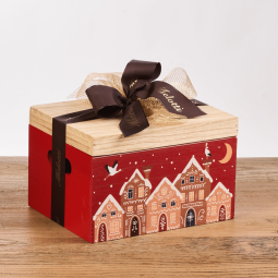 Cassettina di legno contenente i tradizionali risi per risotto ed un mix di snack a base di Riso, sia dolci che salati.