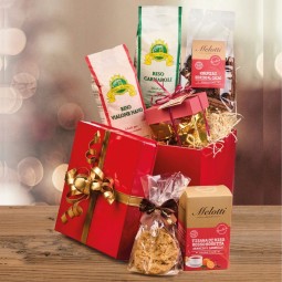 Latta regalo natalizia con riso Vialone Nano, Riso Carnaroli e dolci specialità a base di Riso