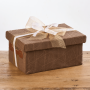 Scatola stoffa contenente riso Vialone Nano Melotti, Riso Carnaroli, snack dolce e salato. Idea regalo Natale